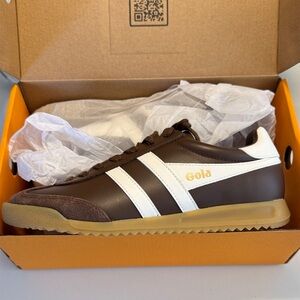 Gola Womens Torpedo Leather/Dark Brown/Off White Sneakers